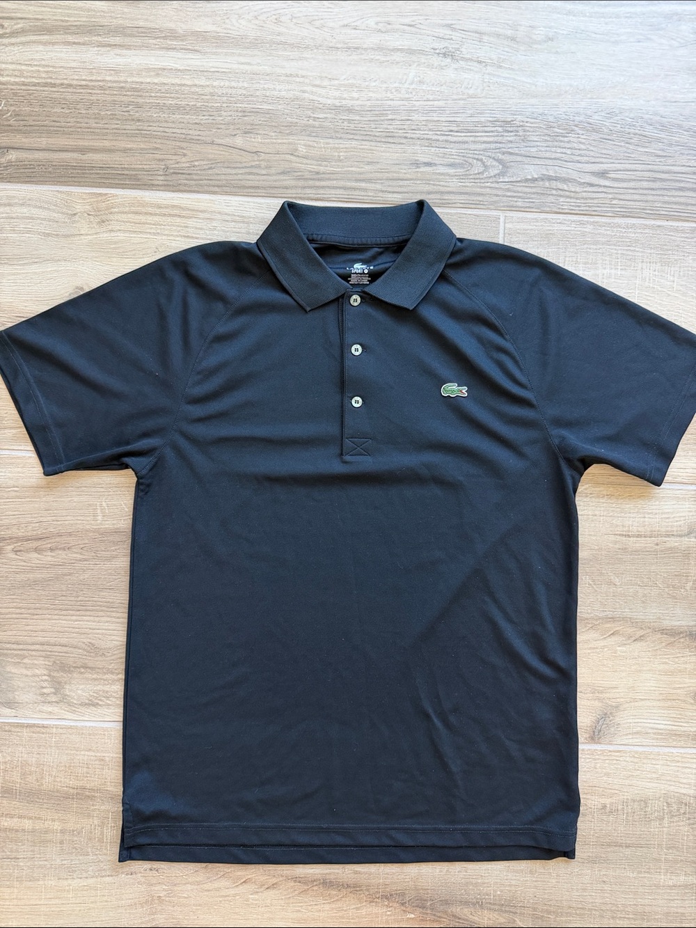 Lacoste Men's Black Polo Shirt with Green Crocodile Logo